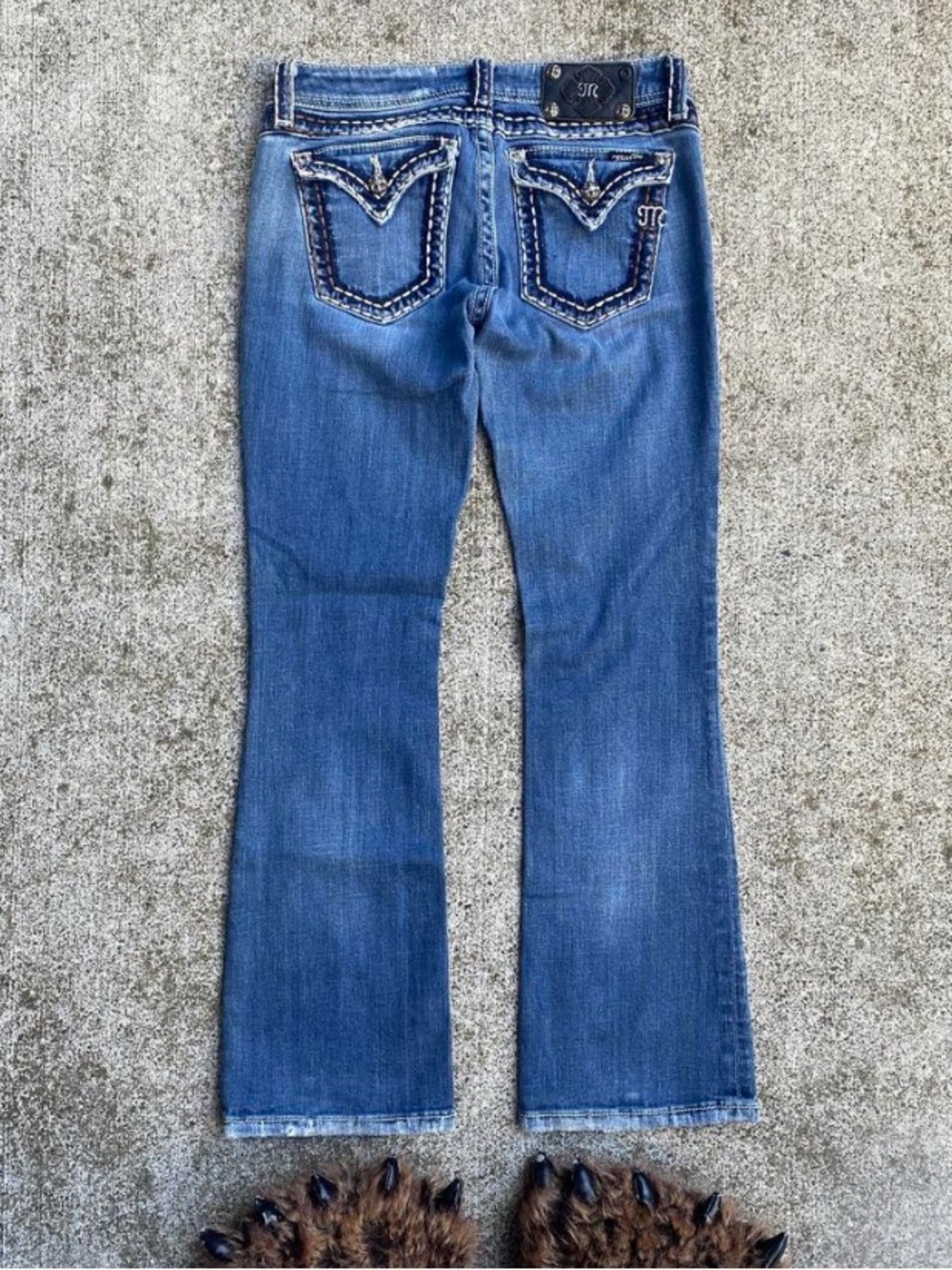 Miss Me Blue Flare Jeans with Embellished Back Pockets